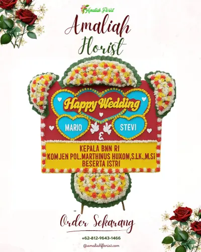 Karangan Papan Bunga Pernikahan di Pringrejo
